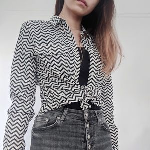 Black and White Chevron Button Down Shirt